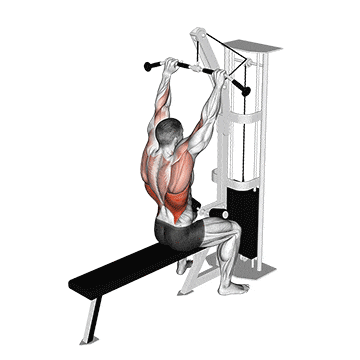 Cable bar lateral pulldown gif