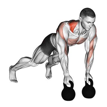 Kettlebell alternating renegade row gif