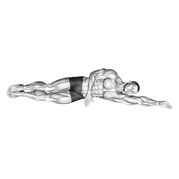 Side lying floor stretch gif